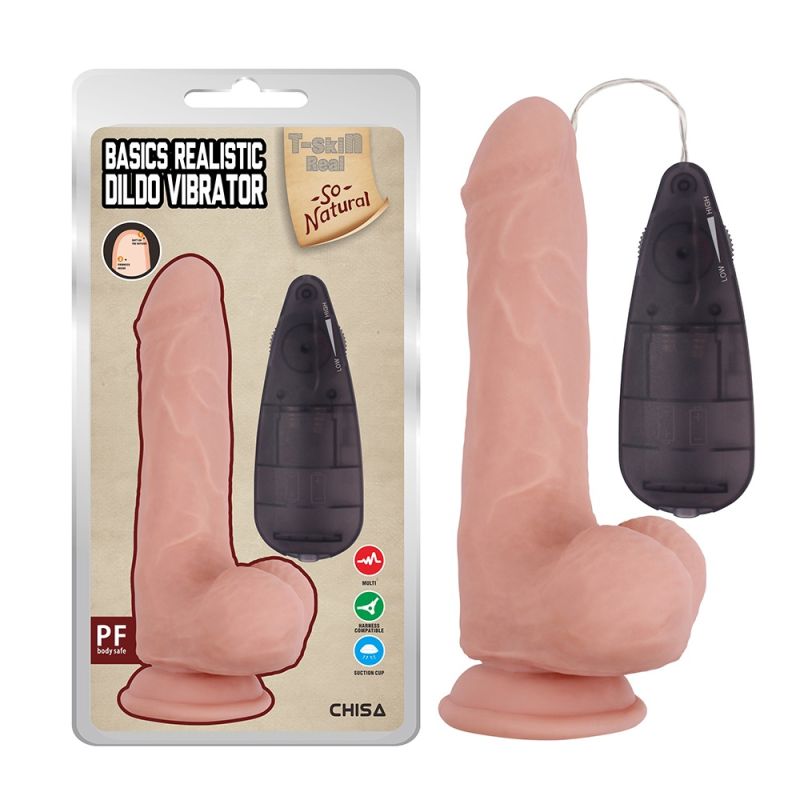 Вибратор реалистичный на присоске Chisa T-skin ReaL Basics Realistic Dildo с пультом управления вид 2