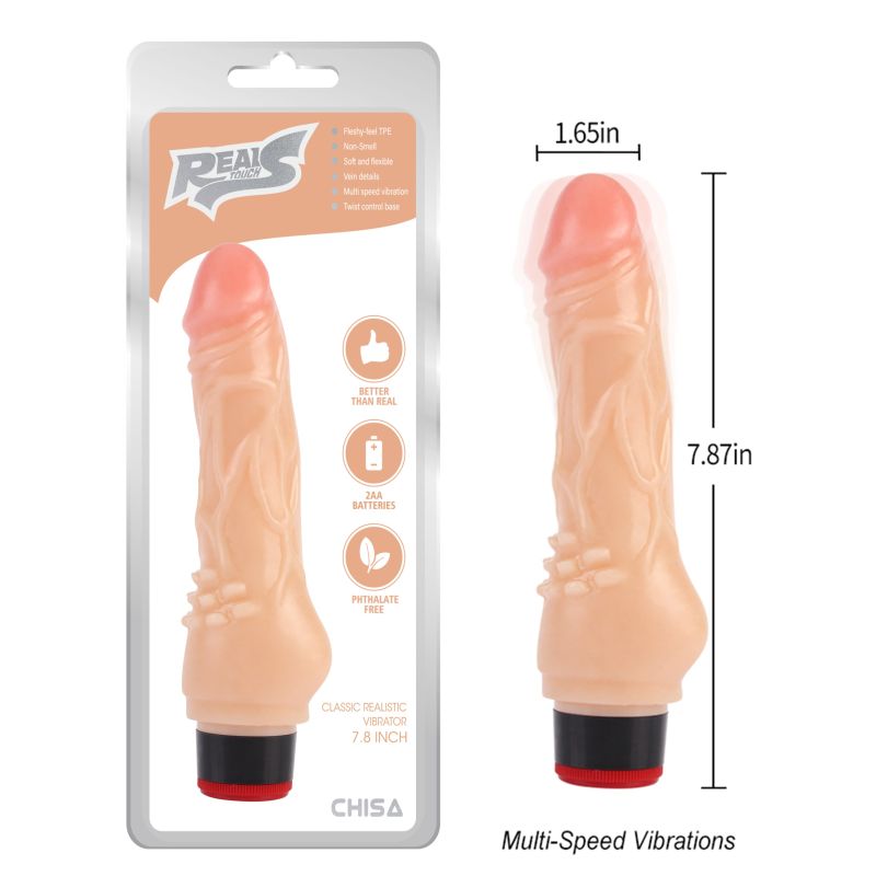 Вібратор реалістичний Chisa Real Touch S на батарейках, бежевий вид 7