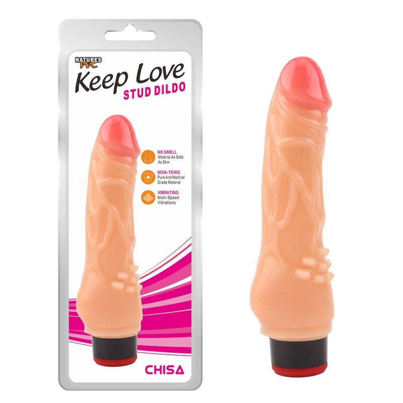 Вібратор реалістичний Chisa Keep Love Stud Dildo на батарейках, бежевий вид 2