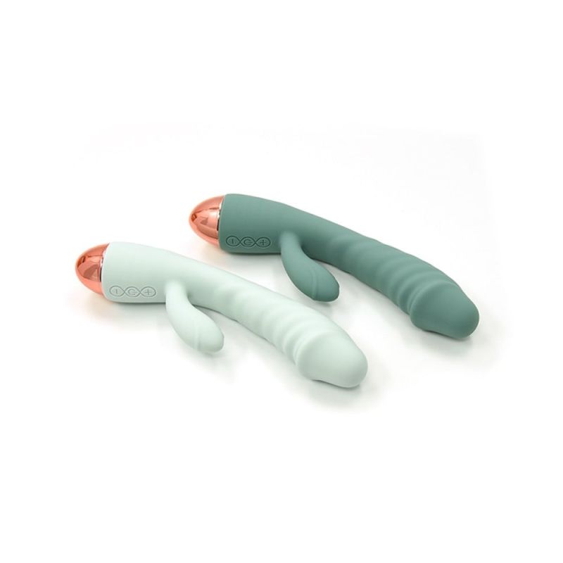 Вібратор рельєфний із кліторальним відростком Sweet Em Velvet Lure. бірюзовий, 20.5 х 4 см вид 5