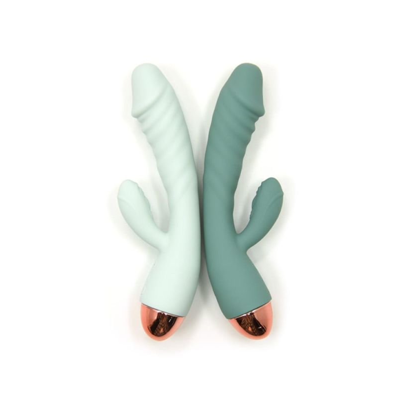 Вібратор рельєфний із кліторальним відростком Sweet Em Velvet Lure. бірюзовий, 20.5 х 4 см вид 4