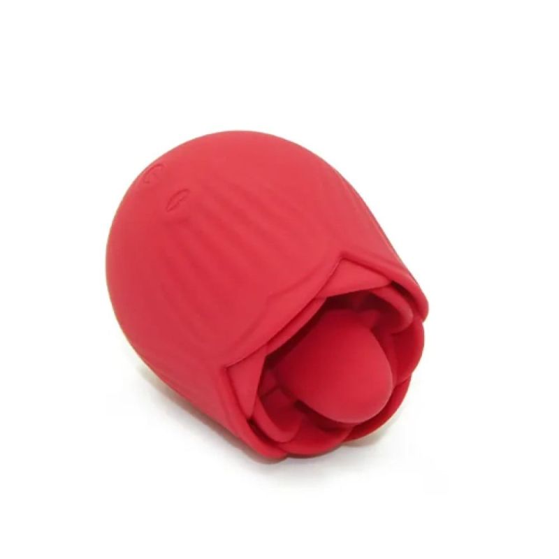 Вибратор розочка с язычком Sweet Em, 10 режимов, красный вид 4