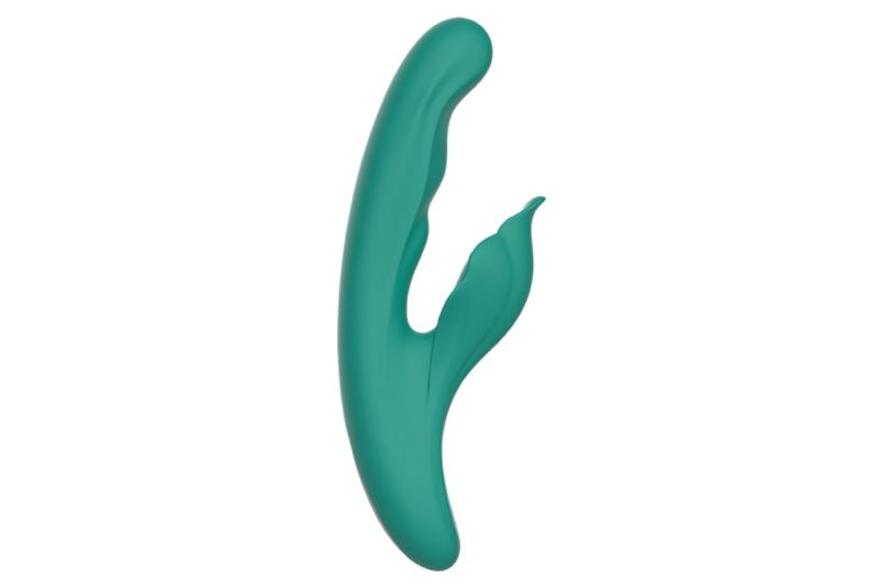 Вібратор з кліторальним відростком Chisa Kissen Kym з фрикціями та функцією підігріву, зелений вид 4