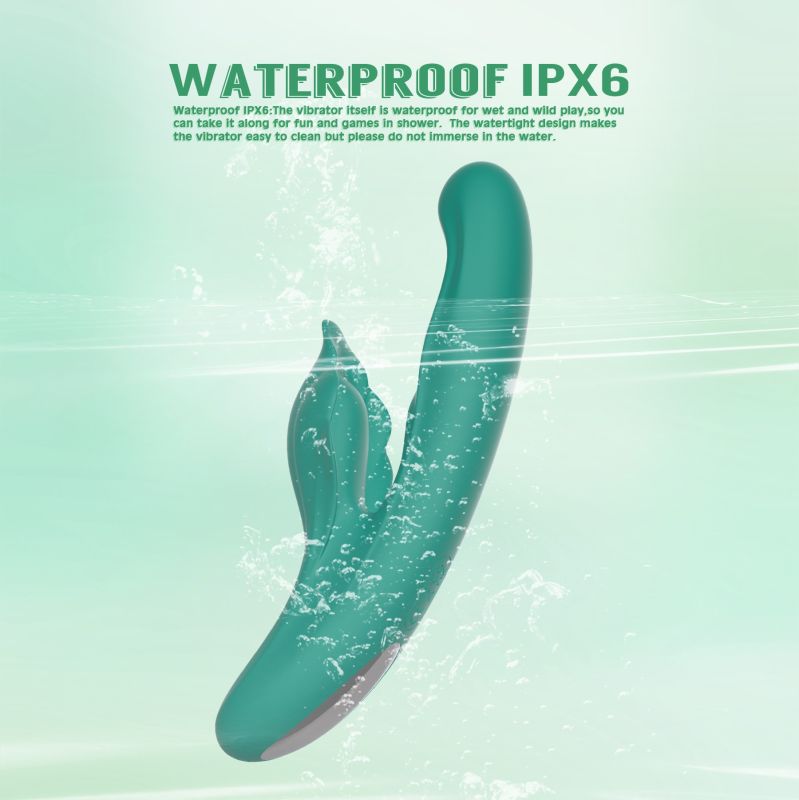 Вібратор з кліторальним відростком Chisa Kissen Kym з фрикціями та функцією підігріву, зелений вид 9