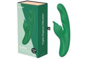 Вібратор з кліторальним відростком Chisa Kissen Kym з фрикціями та функцією підігріву, зелений