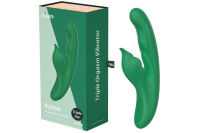 Вибратор с клиторальным отростком Chisa Kissen Kym с фрикциями и функцией подогрева, зеленый