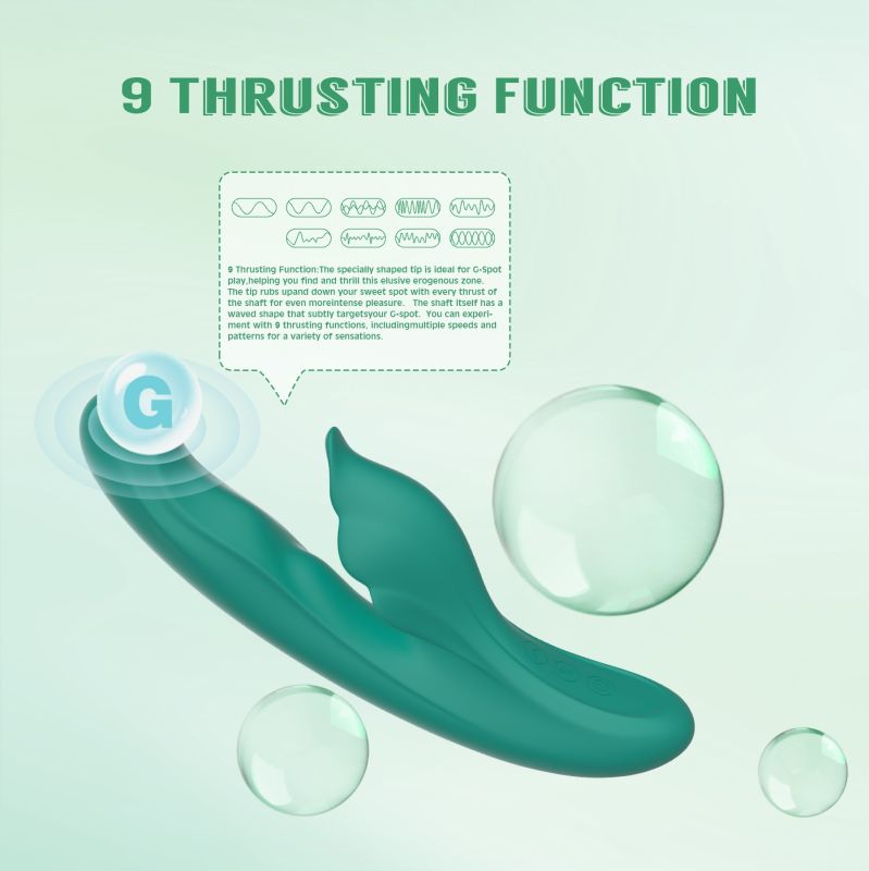 Вибратор с клиторальным отростком Chisa Kissen Kym с фрикциями и функцией подогрева, зеленый вид 7