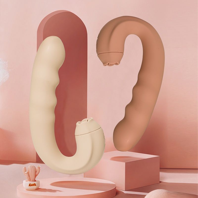 Вибратор с клиторальным стимулятором-язычком Sweet Em, бежевый, 15.8 х 8.7 х 4.1 см вид 6