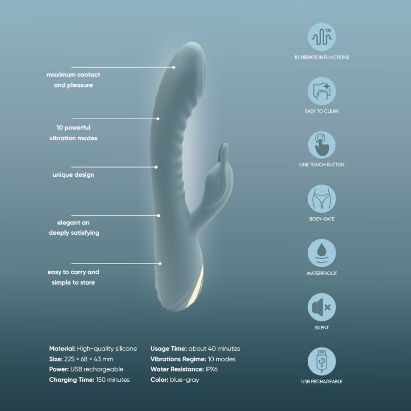 Вибратор-кролик рельефный Sweet Em Velvet Lure 10 режимов вибрации и 5 режимов колебаний вид 10