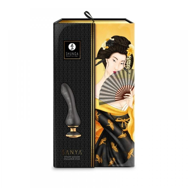 Вибратор Shunga Sanya с ручкой на подсветке, чёрный, 18.5 см х 3.8 см вид 7