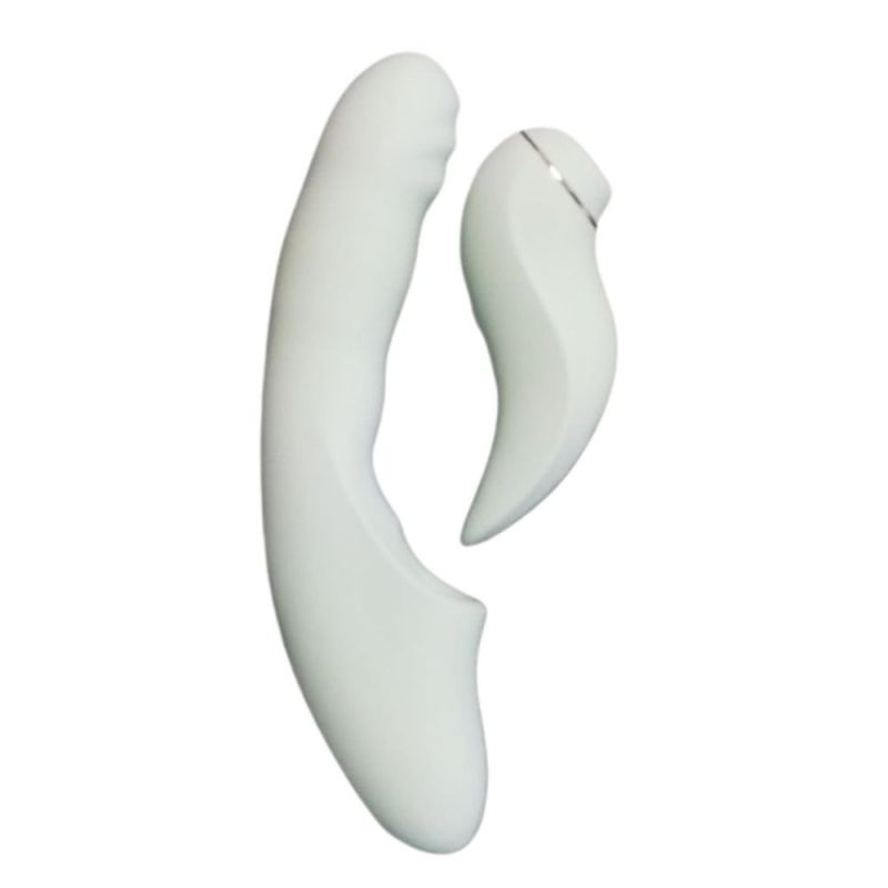 Вібратор зі знімним вакуумним стимулятором BeYourLover Fatima з підігрівом, м'ятний вид 3