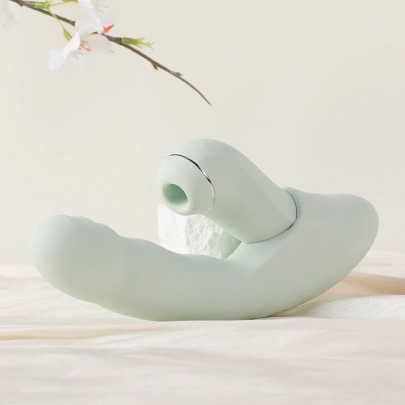 Вібратор зі знімним вакуумним стимулятором BeYourLover Fatima з підігрівом, м'ятний вид 9