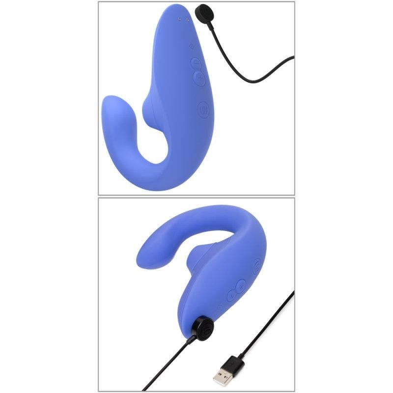 Вибратор-стимулятор двойной Womanizer Blend Vibrant для точки G и клитора, голубой вид 6