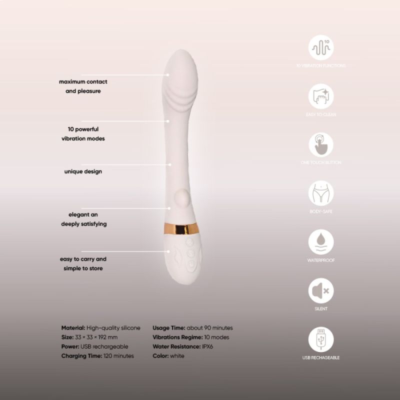 Вібратор Sweet Em 0046F для точки G з підігрівом, молочний вид 6