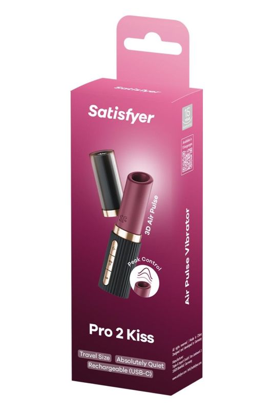 Вібратор у формі помади Satisfyer Pro 2 Kiss з вакуумною стимуляцією, червоний вид 8