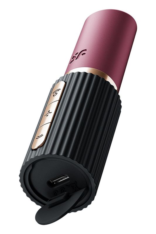 Вібратор у формі помади Satisfyer Pro 2 Kiss з вакуумною стимуляцією, червоний вид 5