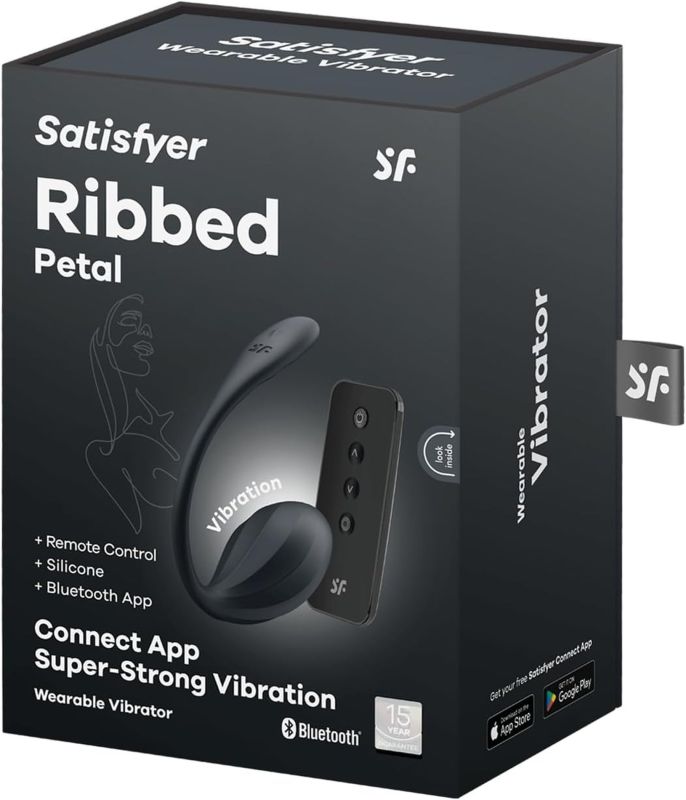 Вібратор у трусики Satisfyer Ribbed Petal з додатком та пультом, чорний вид 8