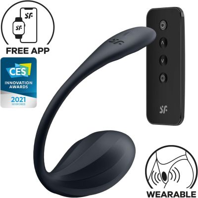 Вібратор у трусики Satisfyer Ribbed Petal з додатком та пультом, чорний