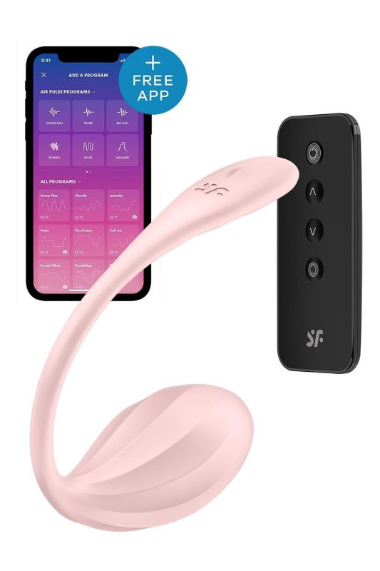 Вібратор в трусики Satisfyer Ribbed Petal з додатком та пультом, рожевий вид 2