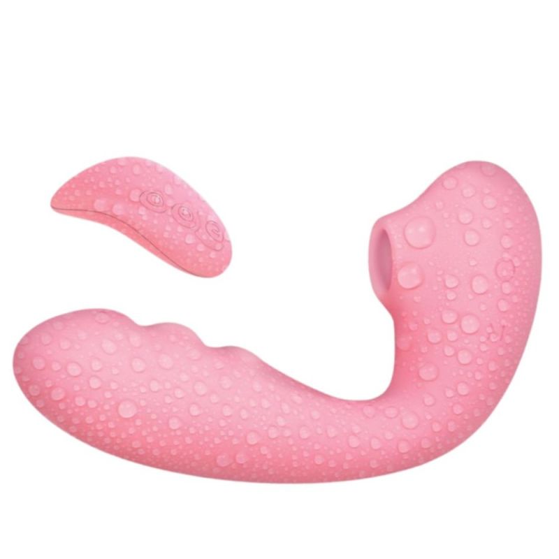 Вибратор вакуумный с двойной стимуляцией BeYourLover Tara X на пульте управления, розовый вид 3