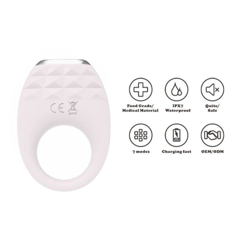 Вібраційне ерекційне кільце Every Night Toys з підсвічуванням, біле вид 6