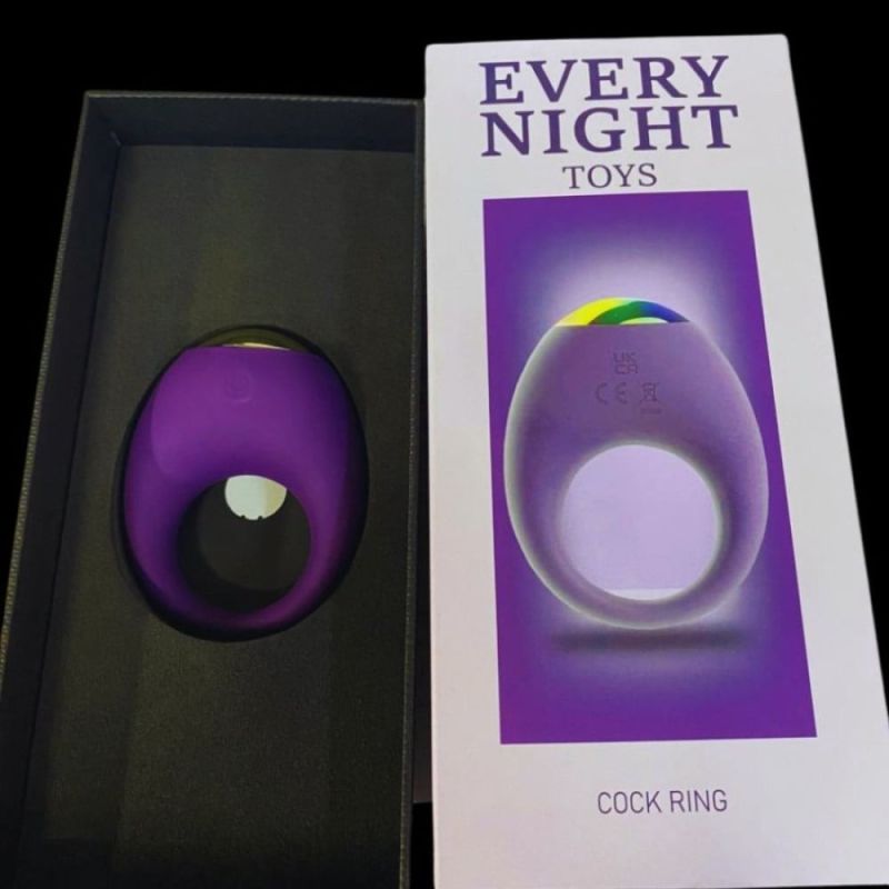 Вибрационное эрекционное кольцо Every Night Toys со светодиодом и 7 режимами вибрации, фиолетовый вид 6