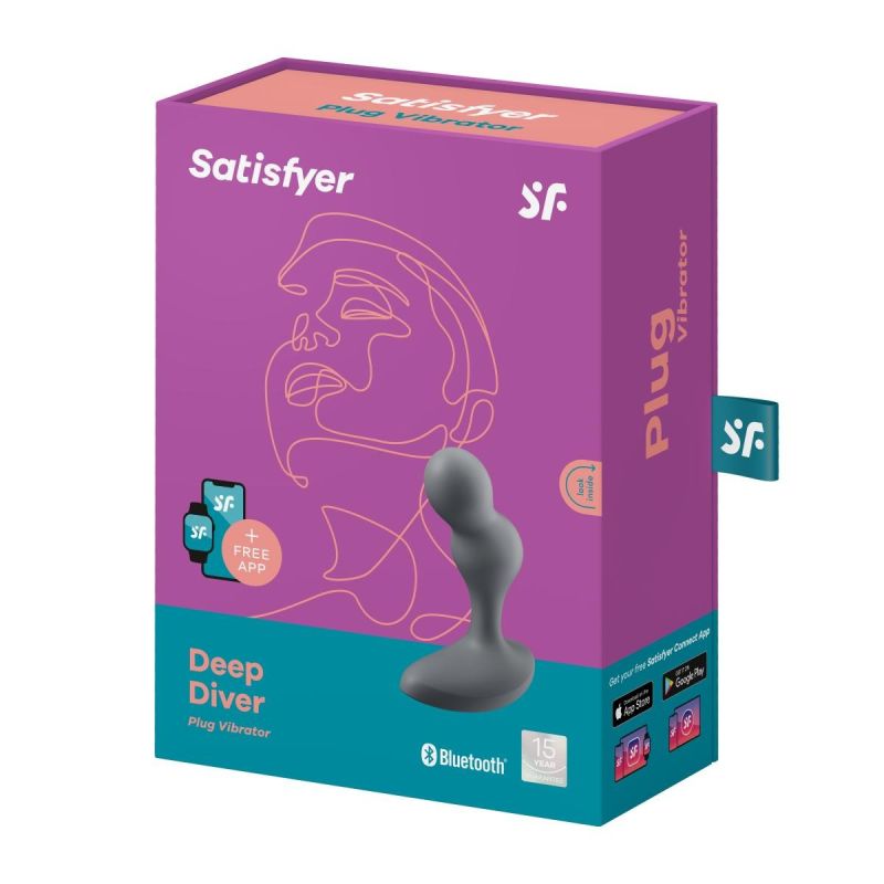 Віброанальна смарт пробка Satisfyer Connect Deep Diver сірий вид 8