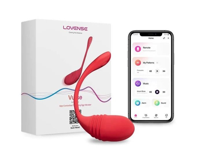 Віброяйце з поступальними рухами Lovense Vulse та керуванням через додаток, червоний вид 7