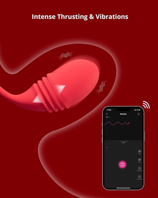 Віброяйце з поступальними рухами Lovense Vulse та керуванням через додаток, червоний вид 10