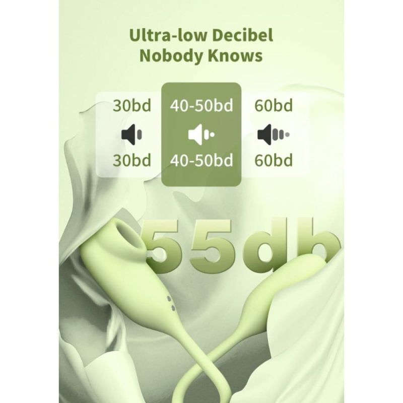 Виброяйцо и вакуумный стимулятор для клитора 2в1 BeYourLover Magic Suitcase в зарядном кейсе, зеленый вид 15