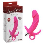 Вибромассажер для тройной стимуляции рельефный Chisa Sweet Breeze Triple Targets, розовый