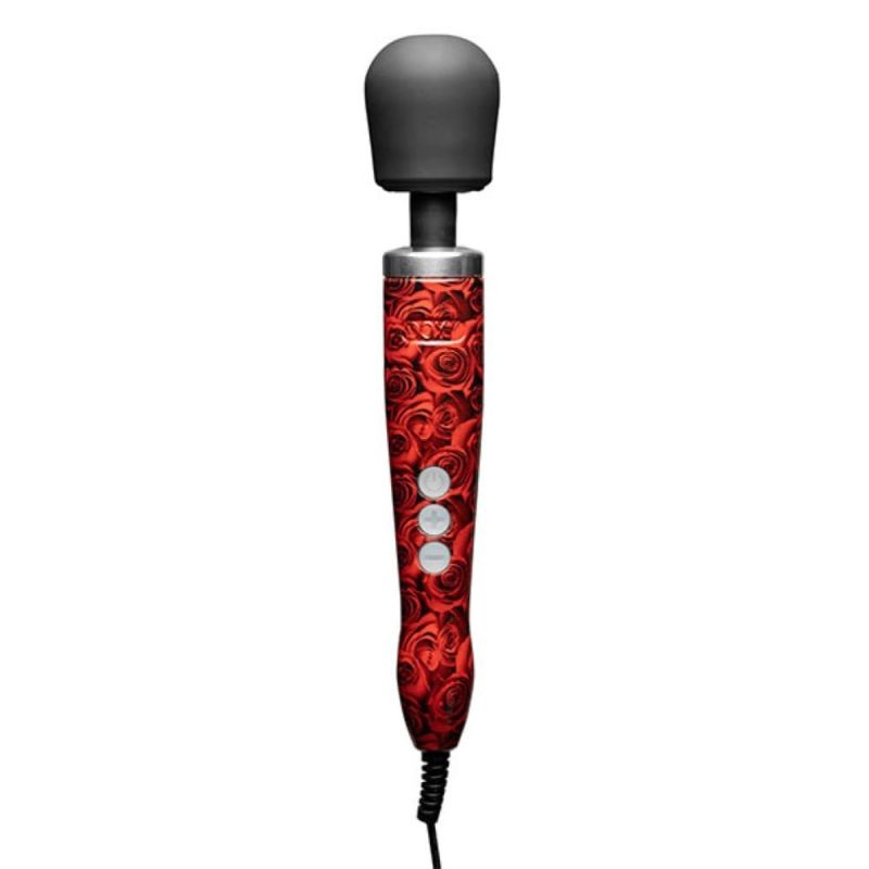 Вібромасажер Doxy Die Cast Rose Pattern, з трояндами, червоний вид 2