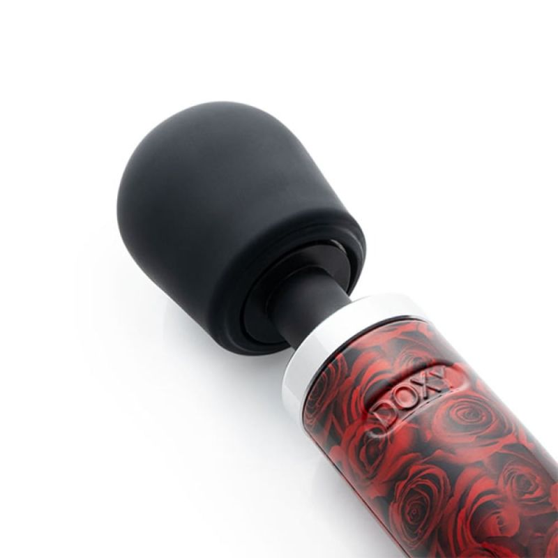Вібромасажер Doxy Die Cast Rose Pattern, з трояндами, червоний вид 3