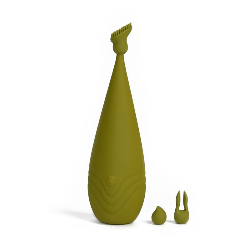 Вибростимулятор с разными насадками Sweet Em, зеленый вид 3