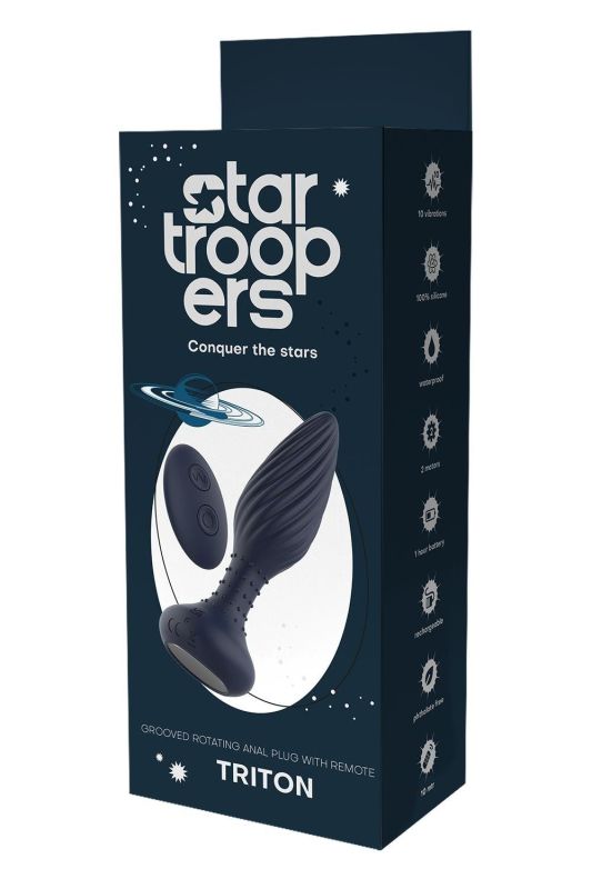 Вибрирующая анальная пробка Dream Toys Startroopers Triton с пультом управления, черная вид 12
