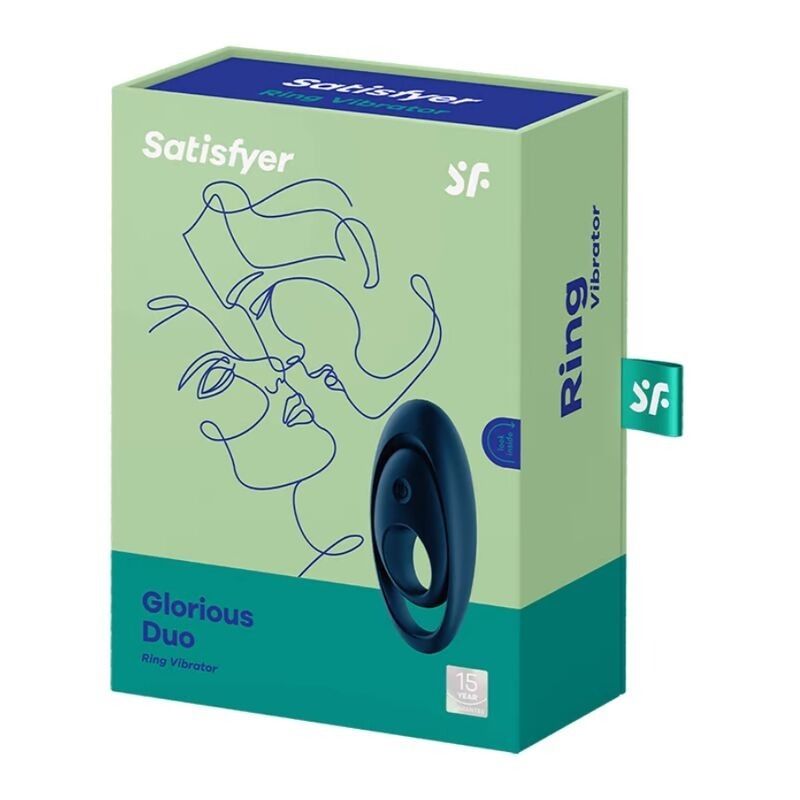 Кільце, що вібрує, для пеніса Satisfyer Glorious Duo зі стимуляцією яєчок і клітора, синє вид 8