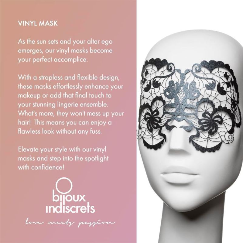 Виниловая маска Anna от Bijoux Indiscrets, черная вид 5