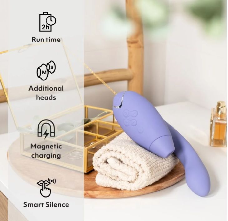 Инновационный бесконтактный вибратор-стимулятор Womanizer Duo 2 Lilac вид 8