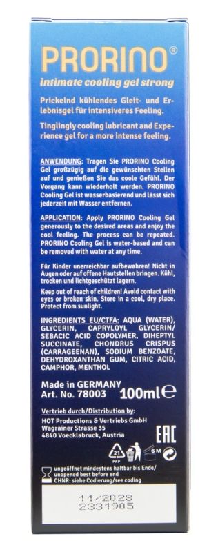 Интимный гель HOT PRORINO Intimate Strong с охлаждающим эффектом, 100 мл вид 6