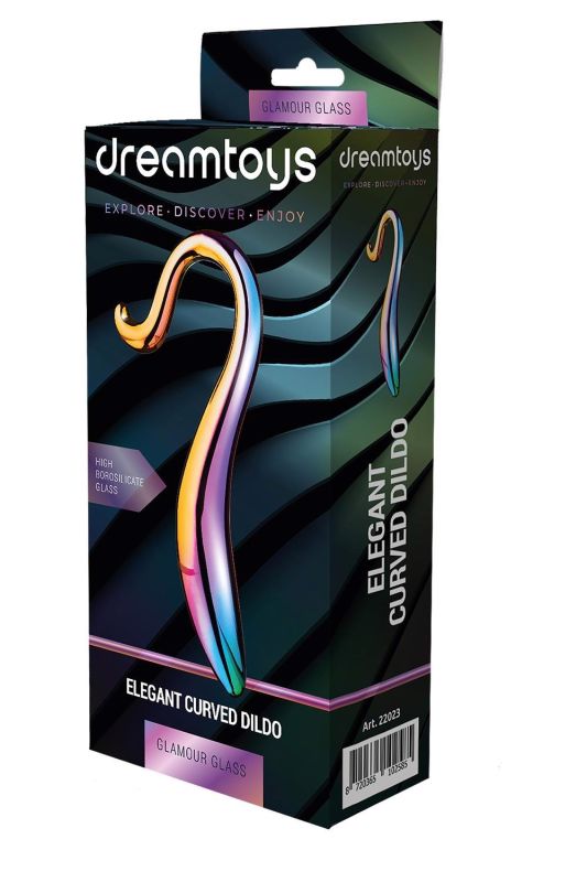 Вигнутий скляний фалоімітатор Dream Toys Glamour Glass, різнокольоровий вид 5