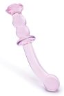 Изогнутый стеклянный розовый фаллоимитатор для точки G Dream Toys Glaze Glass с бутоном вид 2