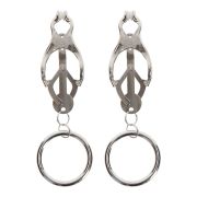 Затискачі-метелики з кільцем Taboom Nipple Play Butterfly Clamps With Ring, сріблясті