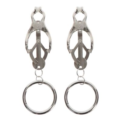 Затискачі-метелики з кільцем Taboom Nipple Play Butterfly Clamps With Ring, сріблясті