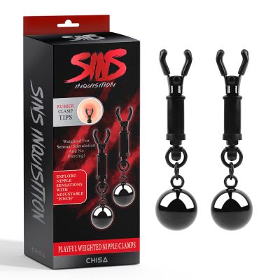 Зажимы для сосков Chisa Sins Inquisition Playful Weighted Nipple Clamps с грузиками, чёрные