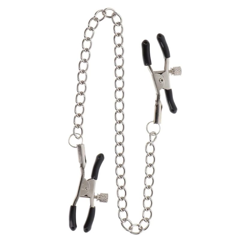 Зажимы на соски TABOOM Nipple Play Adjustable Clamps With Chain с серебристой цепочкой вид 7