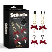 Зажимы на соски CHISA Senuelo Pearl Nipple Clamps Kit с красными бантиками и бусинами