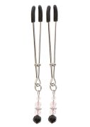 Зажимы на соски с регулировкой и стразами Taboom Nipple Play Tweezers With Beads серебристые
