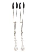 Затискачі на соски з намистинами Taboom Nipple Play Tweezers With Pearls, срібні