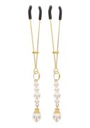 Затискачі на соски з намистинами Taboom Nipple Play Tweezers With Pearls, золотисті
