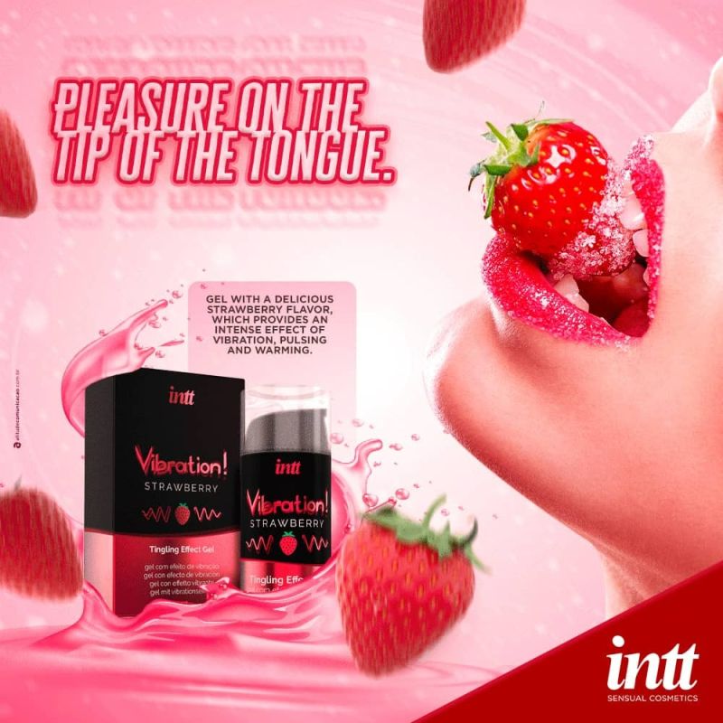 Жидкий вибратор Intt Vibration Strawberry со вкусом клубники, 15 мл вид 12